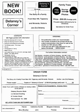 Delaneys Corner book order form